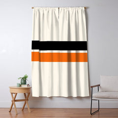 2 Stripes Black Orange Window Curtain