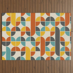 1970s Colors Mid Century Modern Geometric Pattern Outdoor Rug