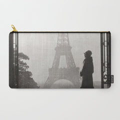 1920 Woman at the Gate, Eiffel Tower black and white photography / jazz age black & white photograph Carry All Pouch