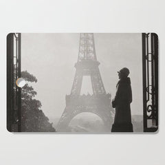 1920 Woman at the Gate, Eiffel Tower black and white photography / jazz age black & white photograph Cutting Board