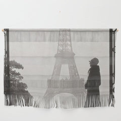 1920 Woman at the Gate, Eiffel Tower black and white photography / jazz age black & white photograph Wall Hanging