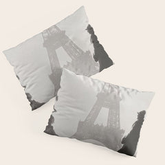 1920 Woman at the Gate, Eiffel Tower black and white photography / jazz age black & white photograph Pillow Sham