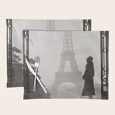 1920 Woman at the Gate, Eiffel Tower black and white photography / jazz age black & white photograph Placemat