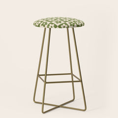 90s flowers checkers cream and green Stool