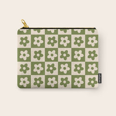 90s flowers checkers cream and green Carry All Pouch