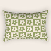 90s flowers checkers cream and green Rectangular Pillow