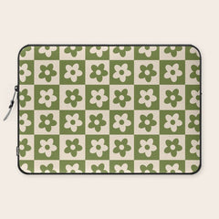 90s flowers checkers cream and green Laptop Sleeve