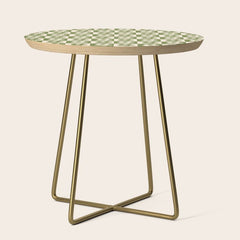 90s flowers checkers cream and green Side Table