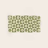 90s flowers checkers cream and green Bath Towel
