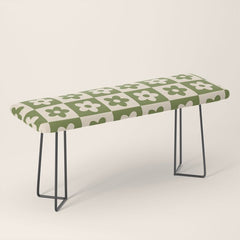 90s flowers checkers cream and green Bench