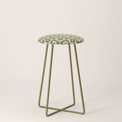 90s flowers checkers cream and green Stool