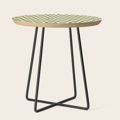 90s flowers checkers cream and green Side Table