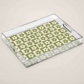 90s flowers checkers cream and green Acrylic Tray
