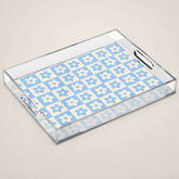 90s flowers checkers cream and blue Acrylic Tray
