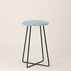 90s flowers checkers cream and blue Stool