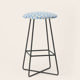 90s flowers checkers cream and blue Stool