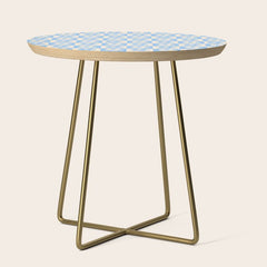 90s flowers checkers cream and blue Side Table