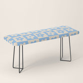 90s flowers checkers cream and blue Bench