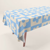 90s flowers checkers cream and blue Tablecloth