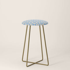 90s flowers checkers cream and blue Stool