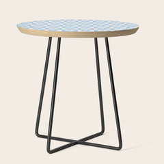 90s flowers checkers cream and blue Side Table