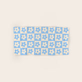 90s flowers checkers cream and blue Bath Towel