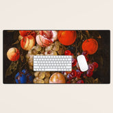 A festoon of fruit hanging from a blue ribbon 1670 still life portrait painting by Cornelis de Heem Desk Mat