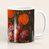 A festoon of fruit hanging from a blue ribbon 1670 still life portrait painting by Cornelis de Heem Coffee Mug