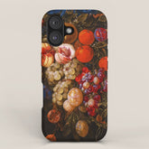 A festoon of fruit hanging from a blue ribbon 1670 still life portrait painting by Cornelis de Heem iPhone Case