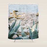 A few steps from the ocean | Fine art Croatia travel photography print | Coastal sea wall art Shower Curtain