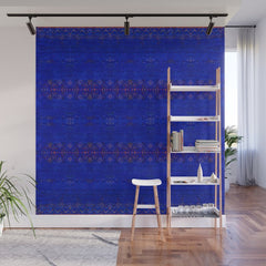 -A5- Royal Calm Blue Bohemian Moroccan Artwork. Wall Mural