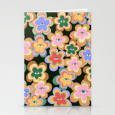 70s Evil Eye Flower Pattern in dark green Stationery Card