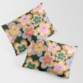 70s Evil Eye Flower Pattern in dark green Pillow Sham