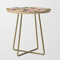 70s Evil Eye Flower Pattern in dark green Side Table