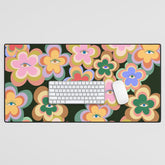70s Evil Eye Flower Pattern in dark green Desk Mat
