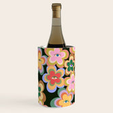70s Evil Eye Flower Pattern in dark green Wine Chiller