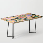 70s Evil Eye Flower Pattern in dark green Coffee Table