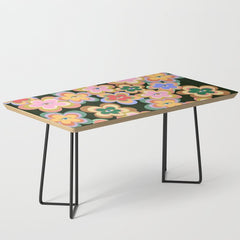 70s Evil Eye Flower Pattern in dark green Coffee Table