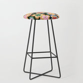 70s Evil Eye Flower Pattern in dark green Stool