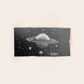"Saturn's Moons" Outer Space Original Art, Planets, Galaxy Wall Decor Bath Towel