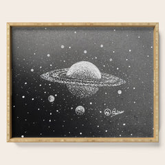 "Saturn's Moons" Outer Space Original Art, Planets, Galaxy Wall Decor Serving Tray