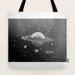 "Saturn's Moons" Outer Space Original Art, Planets, Galaxy Wall Decor Tote Bag