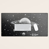 "Saturn's Moons" Outer Space Original Art, Planets, Galaxy Wall Decor Desk Mat