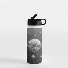 "Saturn's Moons" Outer Space Original Art, Planets, Galaxy Wall Decor Water Bottle