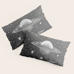 "Saturn's Moons" Outer Space Original Art, Planets, Galaxy Wall Decor Pillow Sham