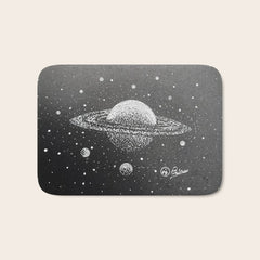 "Saturn's Moons" Outer Space Original Art, Planets, Galaxy Wall Decor Bath Mat