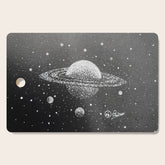 "Saturn's Moons" Outer Space Original Art, Planets, Galaxy Wall Decor Cutting Board