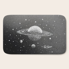 "Saturn's Moons" Outer Space Original Art, Planets, Galaxy Wall Decor Bath Mat