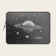 "Saturn's Moons" Outer Space Original Art, Planets, Galaxy Wall Decor Laptop Sleeve