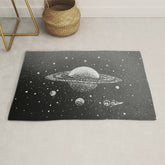 "Saturn's Moons" Outer Space Original Art, Planets, Galaxy Wall Decor Rug